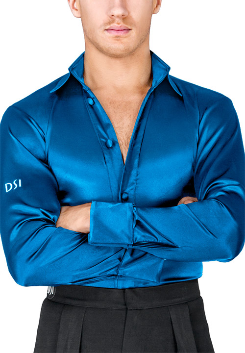 Blue latin shirt for ballroom dancing