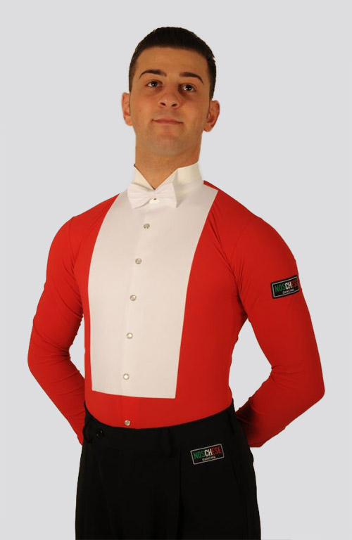 Men white and red shirt for tailcoat ballroom dancing