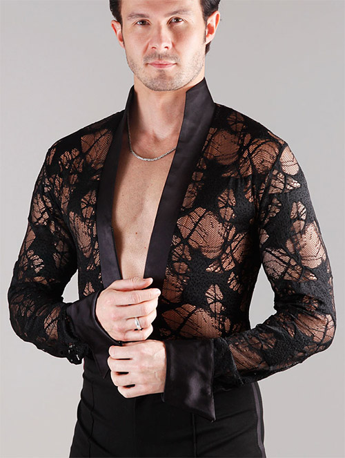 Semi transparent men latin shirt