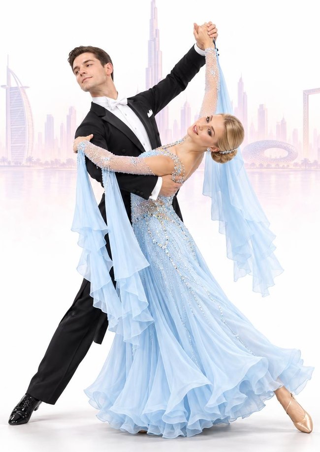 English Waltz couple in closed Ballroom hold