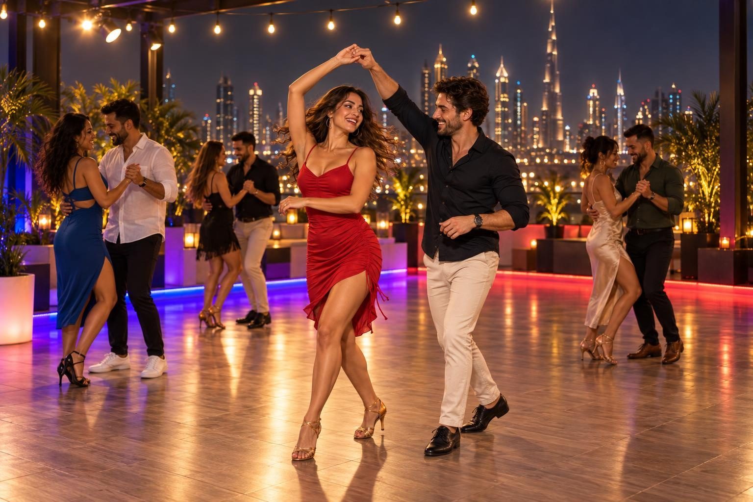 Couple dancing at a Dance For You party in Dubai